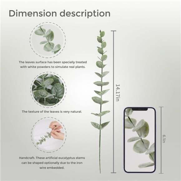 18pcs Eucalyptus Stems Artificial Eucalyptus Leaves Stems Artificial Fake Flower - Picture 2 of 7